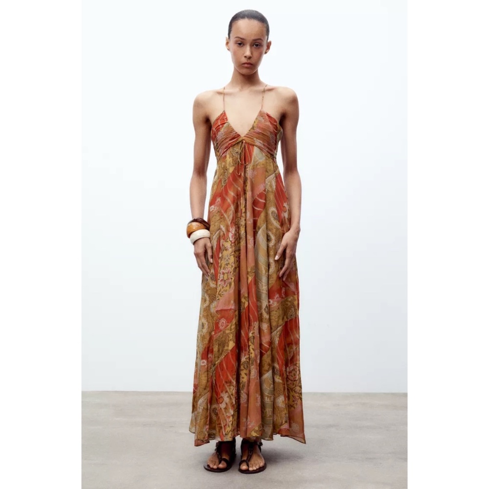 NWT ZARA ZW COLLECTION FLORAL PRINT DRESS XS - Picture 2 of 5